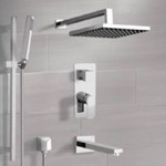 Remer TSR74 Chrome Tub and Shower Set With Rain Shower Head and Hand Shower